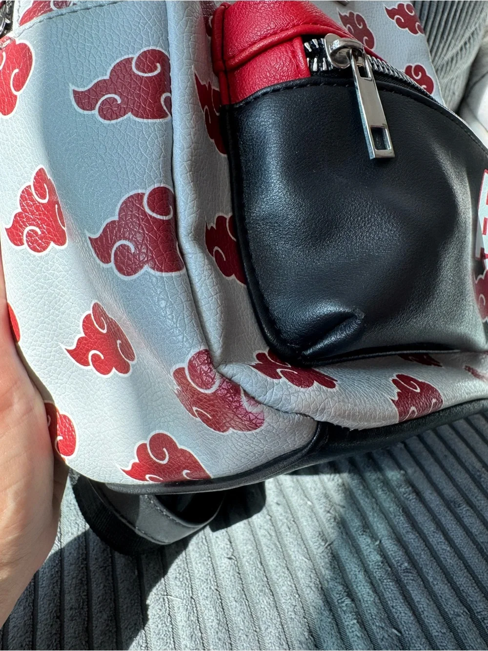 Bioworld Naruto Shippuden Akatsuki Red Cloud Faux Leather Mini Backpack - Picture 5 of 7